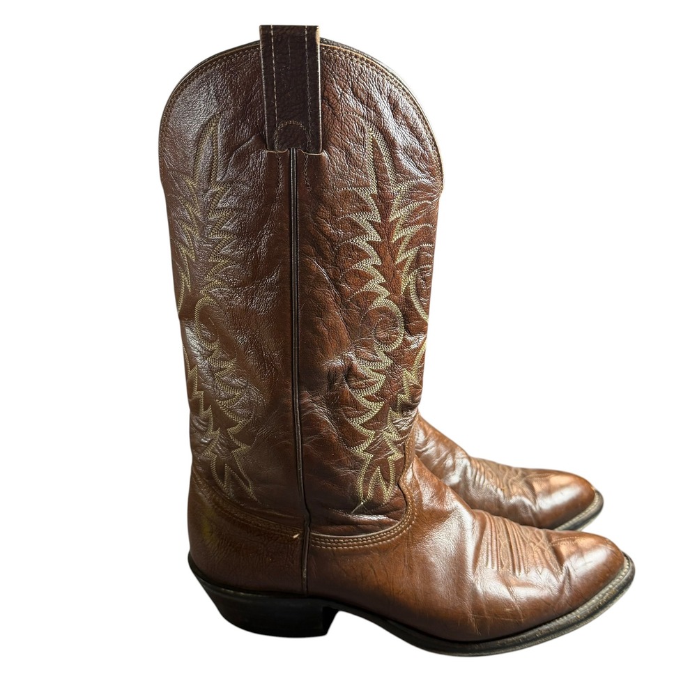 Nocona Vintage Brown Leather Western Cowboy Boots 30 403 10 D Mens